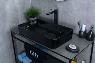 Раковина Gid BL9396 53346 накладная черная глянцевая 60x34x11